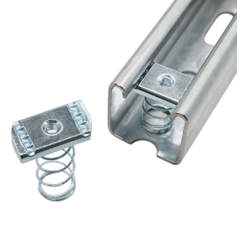 One Quarter Inch Twenty Thread Spring Channel Nut With Zinc Electroplate Finish Long Spring Nut for Unistrut channels, pack of 10.