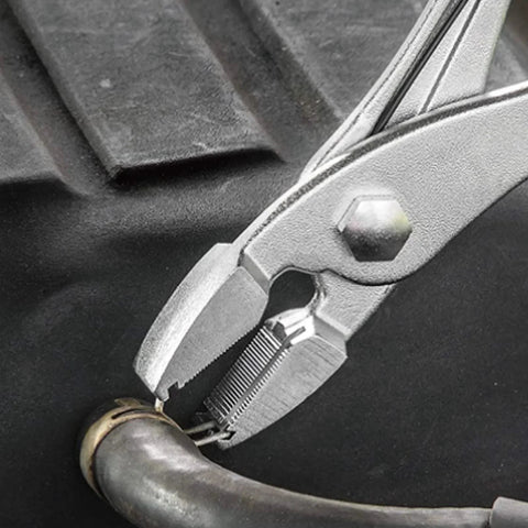 Spring Clamp Pliers Universal Radiator Hose Clamp Pliers 0.6 Inch Multi Directional Hose Clamp Pliers gripping a hose