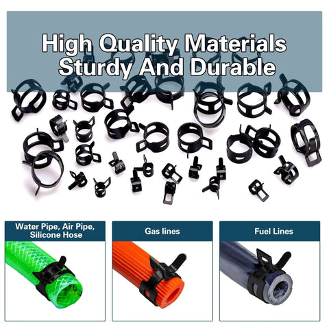 108 Piece Spring Pipe Clamp Set With Tools 9 Sizes From 6 To 18mm For Automotive Marine Gardening And Industrial Hose Interfaces