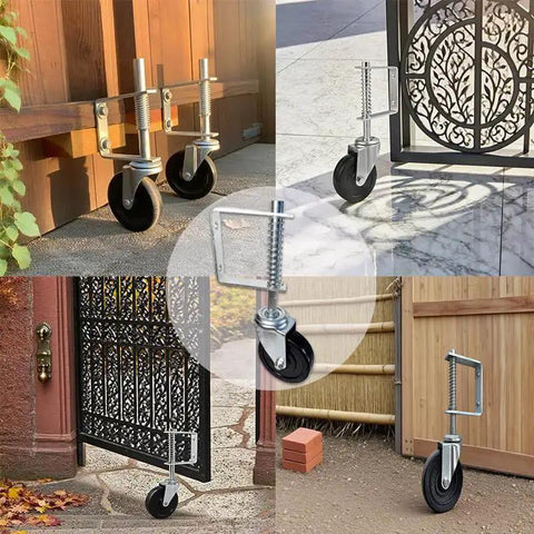 4 Inch Spring Gate Caster For Wooden Doors And Fences Heavy Duty Wheel With Thickened Brackets Black Hard Rubber in various installations