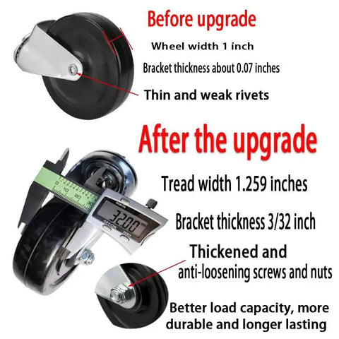 Comparison of 4 Inch Spring Gate Caster For Wooden Doors And Fences Heavy Duty Wheel With Thickened Brackets before and after upgrade