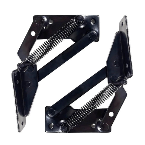 Spring Hinge 90 Degree Folding Lifting Bracket For Sofa Bed And Cabinet Doors Durable Cold Rolled Steel Black, front view