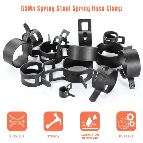 12 Pack 1.1 Inch 28mm Spring Band Hose Clamps with Constant Tension Auto Fuel Line Silicone Vacuum Hose Steel Clamp.