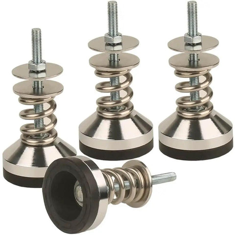 Heavy-Duty spring isolator with adjustable leveling feet and floor-standing base, 1.97 inch diameter, M8 threads, front view