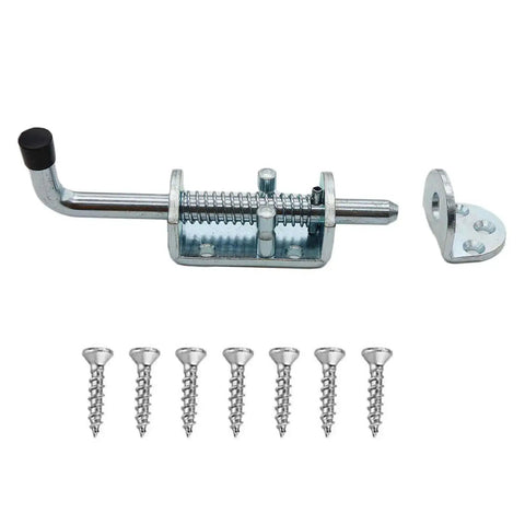 Heavy Duty 6.5 Inch Spring Loaded Latch Pin Sliding Barrel Bolt Door Lock with screws, rust-resistant metal