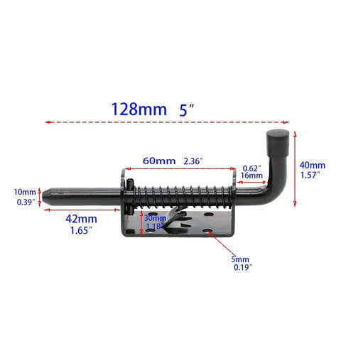 Heavy Duty Spring Loaded Latch Pin Door Lock For Doors Gates Cabinets And Sheds Five Inch Bolt With Half Inch Pin Carbon Steel