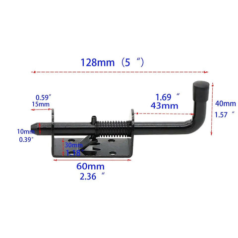 Heavy Duty Spring Loaded Latch Pin Door Lock For Doors Gates Cabinets And Sheds Five Inch Bolt With Half Inch Pin Carbon Steel