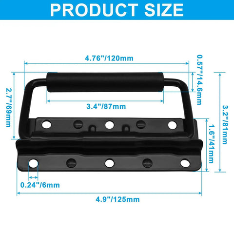 3 Pack Spring Loaded Chest Handles 4.9 Inch Heavy Duty Surface Mount Stainless Steel With Rubber Grip for Toolboxes, Chrome Finish
