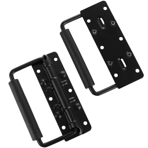Spring Loaded Handle Set 4.9 Inch Heavy Duty Surface Mount Chest Handles With Rubber Grip Durable Cast Iron Construction Featuring Rust Resistant Black Coating