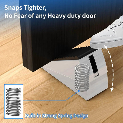 Heavy Duty Door Stopper 3 Inch Tall Adjustable Spring Loaded Door Stop Wedge With Non Slip Rubber Grip Top And Bottom
