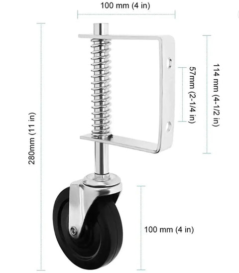 Gate Caster Wheel For 4 Inch And 5 Inch Heavy Duty Spring Loaded Gate Caster With Adjustable Bracket Universal Mount Plate