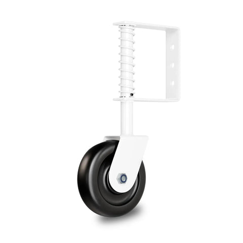 4.3 Inch Spring Loaded Gate Wheel Caster For Outdoor Gates Heavy Duty Fence Gate Wheel With Shock Absorbing Spring 200 Lbs Capacity Durable PP