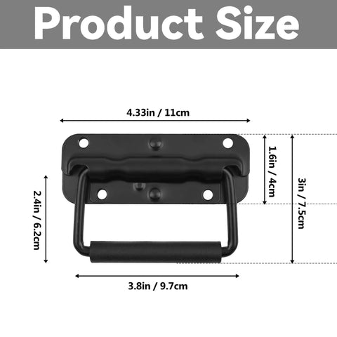 Spring Loaded Chest Handle Set Of 2 With Rubber Grip Heavy Duty Stainless Steel folding handles dimensions diagram