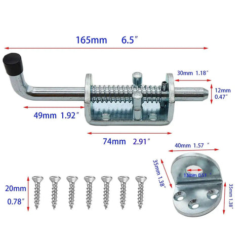 Heavy Duty 6.5 Inch Spring Loaded Latch Pin Sliding Barrel Bolt Door Lock For Chests Cabinets Gates And Utility Trailers Two Pack