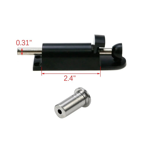 Spring Loaded Sliding Door Lock Black Heavy Duty Foot Operated Kick Lock Zinc Alloy For Sliding Glass Doors And Patio Doors Secure Latch shown with measurements
