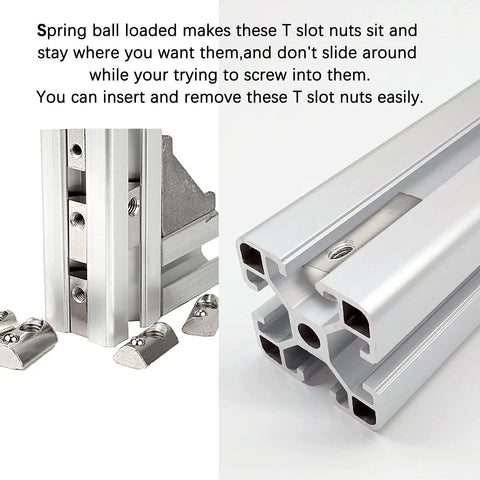 24 Pack Roll In Spring Loaded M8 T Nuts For 4040 Aluminum Extrusion, Half Round Roll In T Slot Nuts For European 40 Series