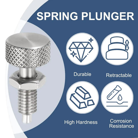 Heavy Duty Spring Plunger With Knurled Handle M10x1.5 Spring Return Knob Plunger 304 Stainless Steel Retractable Coarse Thread
