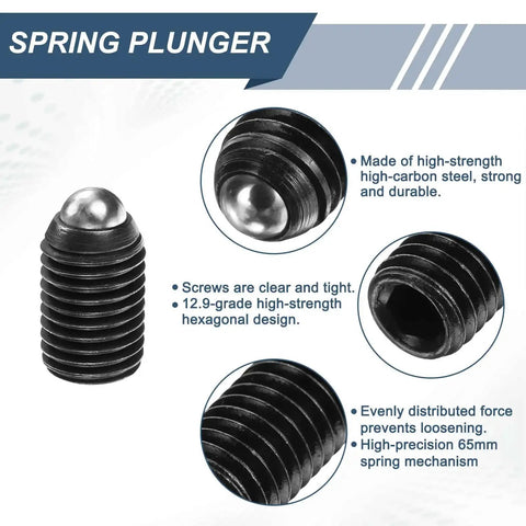 10 Pack M16 25mm Screw Thread Ball Plungers With Hex Socket High Carbon Steel Construction For Lubrication And Pneumatic Tools