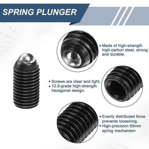 10 Pieces M16 X 30mm Screw Thread Ball Plungers With Hex Socket High Carbon Steel Construction Spring Plungers For Lubrication