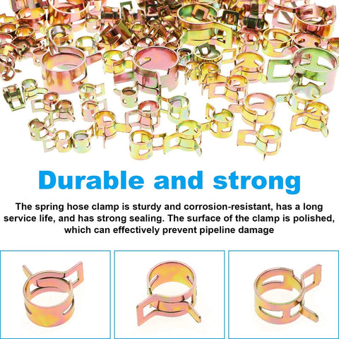 260 Piece 6 To 25mm Fuel Line Hose Spring Clip Clamps Set In 12 Sizes Durable 65Mn Spring Steel Vacuum Hose Pipe Clips