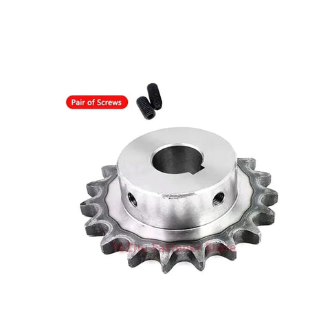 Industrial Drive Sprocket Wheel for Machinery 20 Teeth 45 Steel Chain Gear 06B with screws, showing bore and keyway.