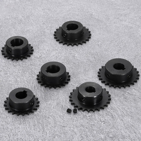 Two Pack 25 Tooth Roller Chain Sprocket With 12 Millimeter Bore For ISO 04C Chain Quarter Inch Pitch C45 Carbon Steel