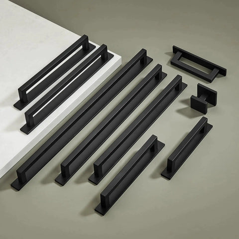 Square Solid Cabinet Handles 3 Inch 76mm Screw Spacing Matte Black Pulls 10 Pack Zinc Alloy Durable Furniture Hardware