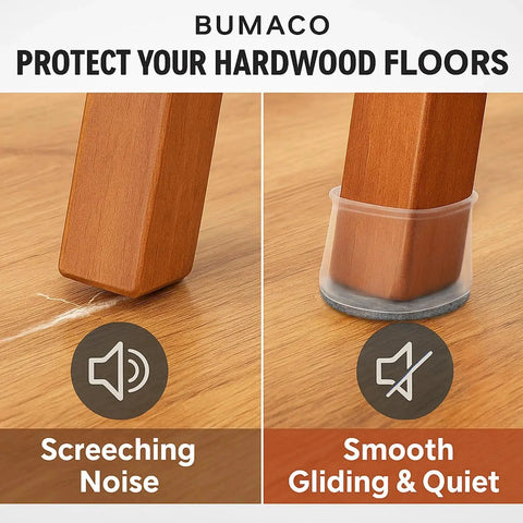 40 Pack Chair Leg Floor Protectors Silicone Pads For Hardwood Floors Universal Fit For Round Chair Legs From About 1.3 To 2 Inches In Diameter And Square Or Irregular Shaped Legs Durable Non Slip Silicone Sliders To Prevent Scratches And Noise on wooden floor showing screeching noise vs smooth gliding
