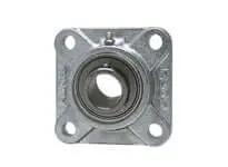 Front view of 1-3/8 in (34.9 mm) set-screw stainless housing, nickel-plated pillow block single unit with four bore inserts