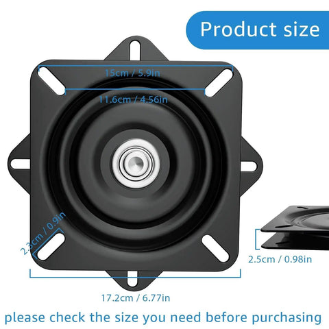 Two Piece 7 Inch Heavy Duty Bar Stool Rotating Plate Replacement, 360 Degree Square Rotating Mechanism For Lounge Chairs And Furniture