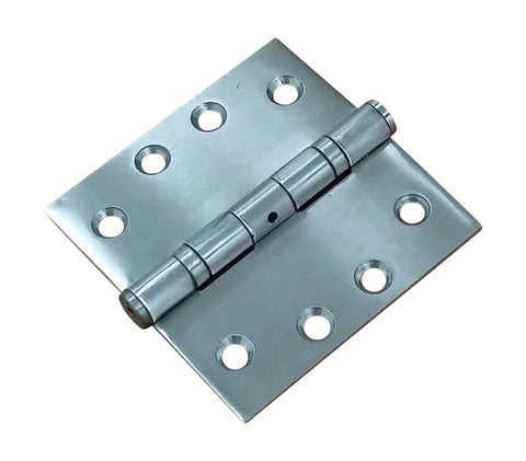 Square Ball Bearing Commercial Door Hinges for High-Traffic Entrances, 4 Inch Heavy-Duty Steel with Non-Removable Pin, Stainless Steel Finish