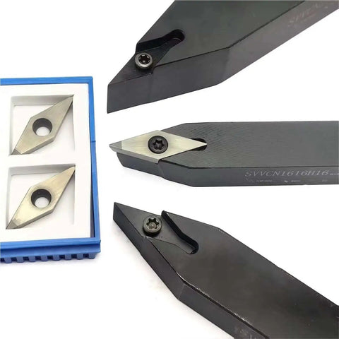 External Square Turning Tool Holder Set For CNC Lathe With 16mm 20mm And 25mm Sizes Includes Five VCGW 1604 PCD CBN Carbide Inserts