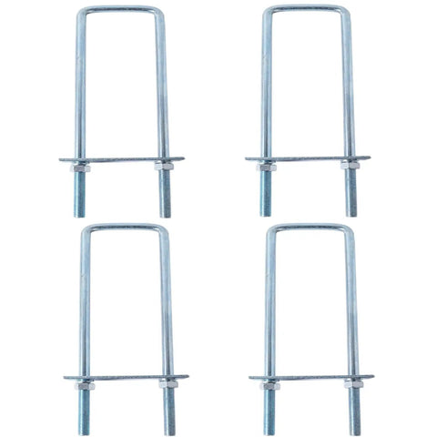 Heavy Duty 4 Pack Square Bend U Bolt Kit 3.5 Inch Width By 16 Inch Length With Nuts And Frame Plates For Automotive And Trailer Mounting Hardware And Durable Construction