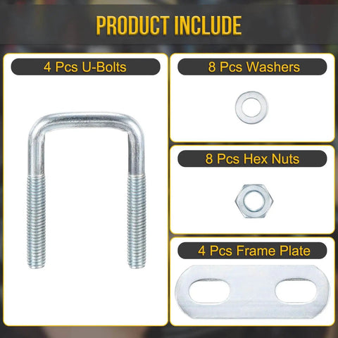 M6x25x50mm Square U Bolts Kit Four Sets Carbon Steel Galvanized With Nuts Washers Frame Plate for Pipe Trailer Fasteners