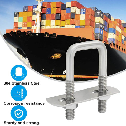 Square U Bolts M6 4 Sets 3/4 Inch Wide 304 Stainless Steel U Bolts With Frame Plates Nuts And U Clamp For Trailers And Boats