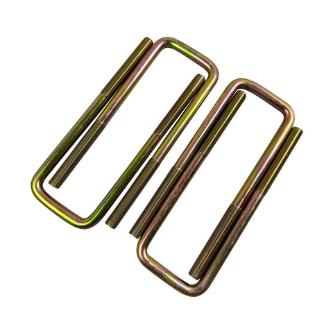 Corrosion resistant square U bolts with hardware provide secure leaf spring mounting, 8.75 inch long, 2.5 inch wide, 9/16 inch diameter