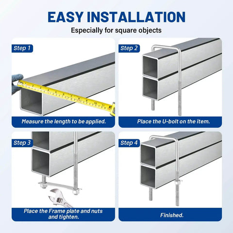 Installation steps for Square U Bolts Kit With Frame Plates And Nuts Stainless Steel U Clamp Bolts For Wood Boats Trailers