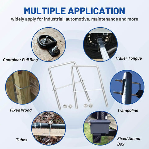 Square U Bolts Kit With Frame Plates And Nuts Stainless Steel U Clamp Bolts For Wood Boats Trailers Tubes Industrial Use Three Eighths Inch By Four Inch By Seven Inch Thread multiple applications