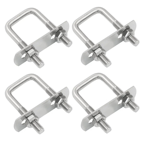 Square U Bolts M6 4 Sets 3/4 Inch Wide 304 Stainless Steel U Bolts With Frame Plates Nuts And U Clamp For Trailers And Boats