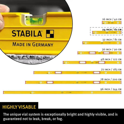 Stabila Type 96M 24 Inch Magnetic Level With Rare Earth Magnets Delivers Extreme Plumb And Level Accuracy On Metal Surfaces