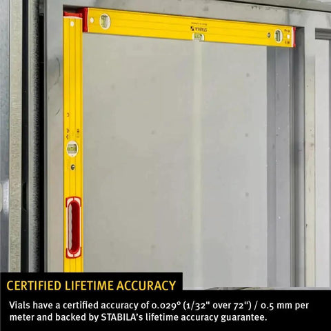 Stabila Type 96M Magnetic Level offers 96 inches of professional-grade accuracy, featuring strong rare-earth magnets installed on metal frame.