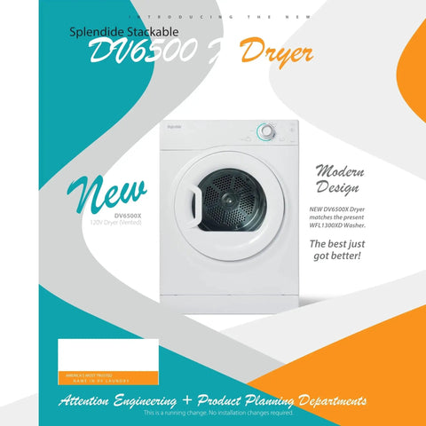 Compact Stacked Washer And Dryer Bundle With Vent Kit And SK03 Stack Kit For RVs Apartments And Tiny Homes Includes Starter Laundry Powder And Freight Delivery For Quiet Reliable Laundry In Small Spaces, showing a front view of a white dryer with control panel.