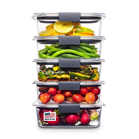 Stacked 3.2 Cup Tritan Food Storage Containers Set of 5 with Leak Proof Airtight Lids BPA Free Ideal for Lunch Meal Prep