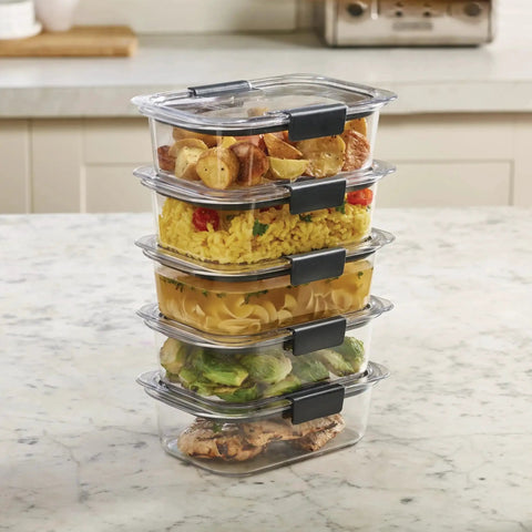 Stacked 3.2 Cup Tritan Food Storage Containers Set of 5 with Leak Proof Airtight Lids BPA Free Ideal for Lunch Meal Prep and Leftovers