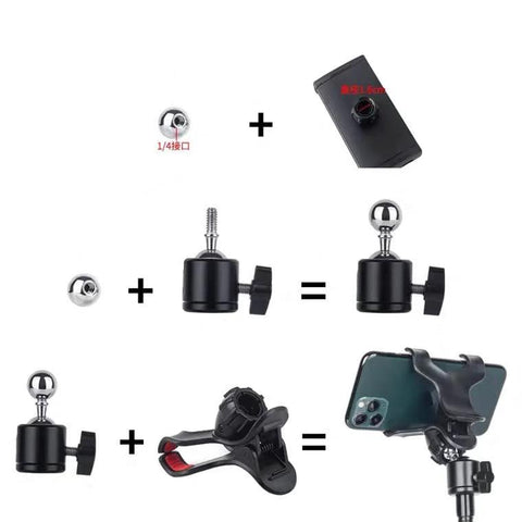 Four Pack 17mm Stainless Steel Ball Head Adapters with One Quarter Inch Thread Socket for Camera Mounts and Smartphone Holders