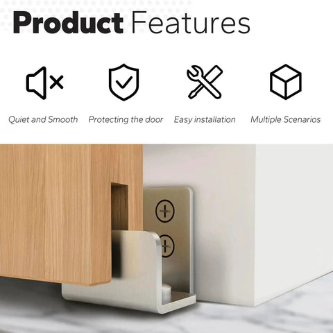 Stainless Steel Sliding Barn Door Floor Guide With Adjustable U Shape Bottom Flush Flat Bottom Wall Mount System installed.