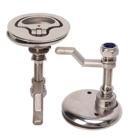 Marine Grade 316 Stainless Steel Boat Cam Latch With Back Plate, Flush Lift Pull Hatch Latch, shown in polished finish