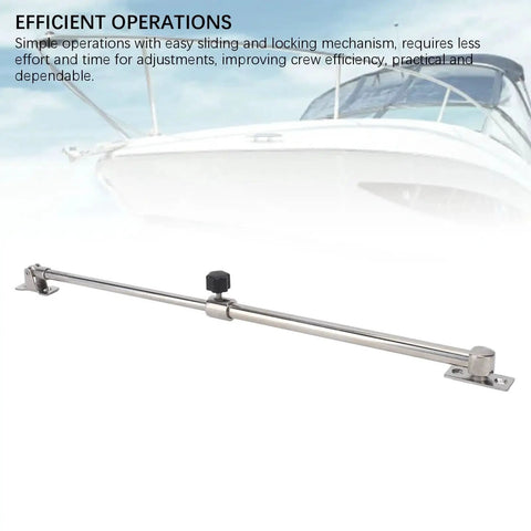 Stainless steel boat hatch lid stay with sliding lock, mirror-polished, 248–432mm