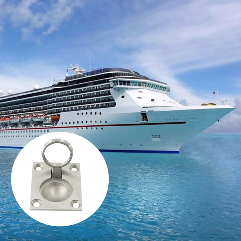 2 Pack 304 Stainless Steel Square Boat Hatch Latch Handles with flush mount lifting ring pulls on marine background