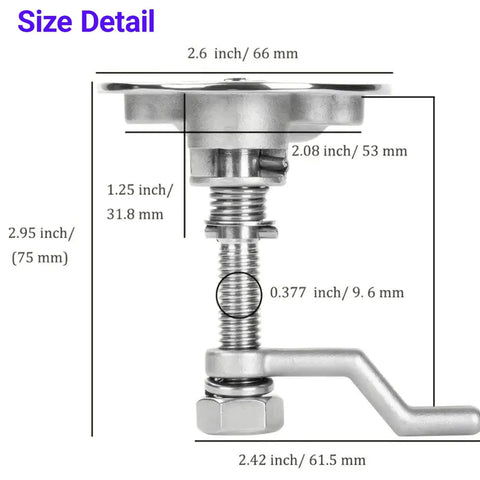 Boat Hatch Latch Pull Stainless Steel 316 Marine Grade Flush Cam Latch With Plate Heavy Duty Corrosion Resistant dimensions